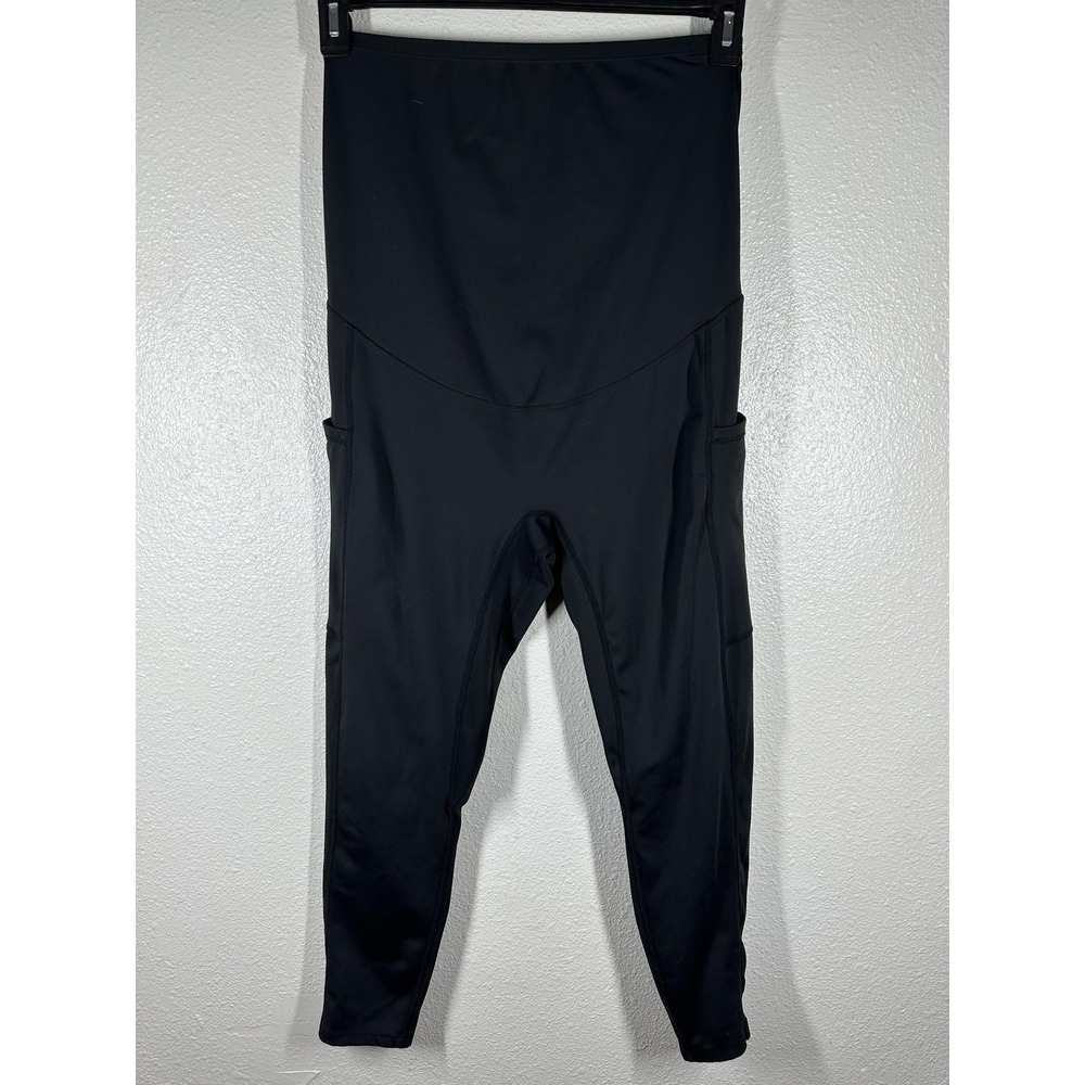 POSHDIVAH Leggings Womens Large Black Maternity High‎ Rise Pocket Ankle Yoga